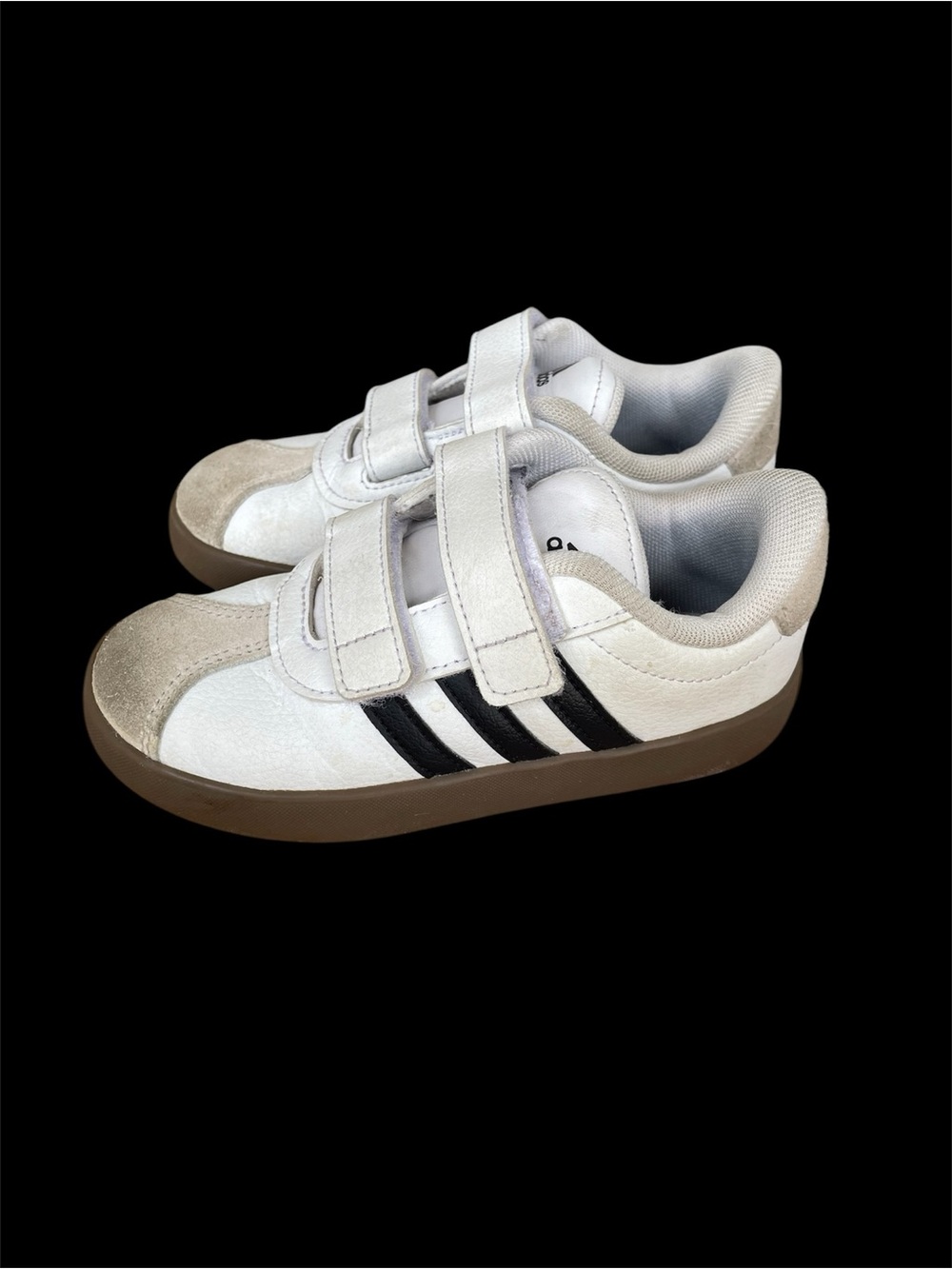 Adidas Toddler Sneakers Size 10K – White & Black Velcro Shoes